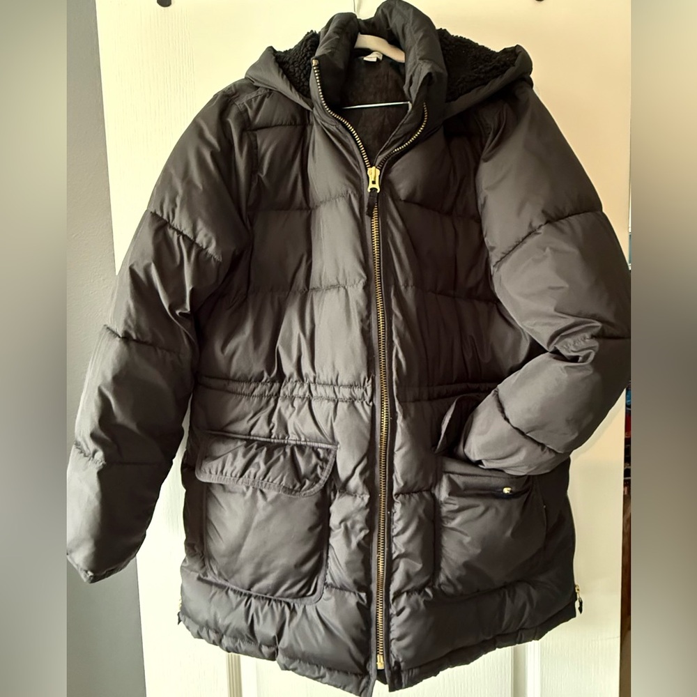 J. Crew Black Hooded Puffer Jacket